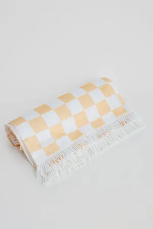 Serafina Oversized Beach Towel - Tangerine Check