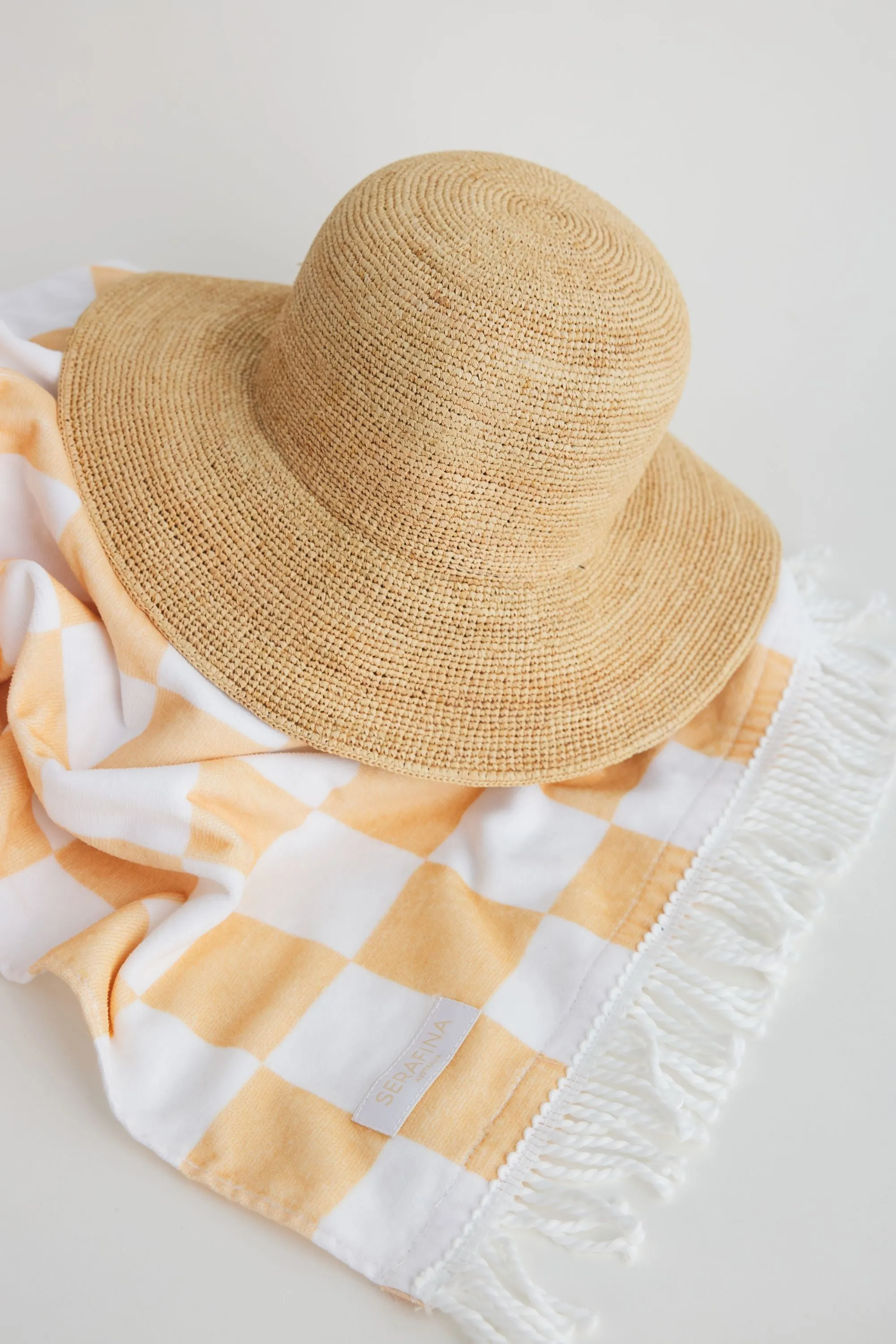 Serafina Oversized Beach Towel - Tangerine Check