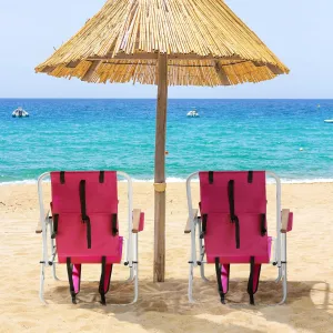 Set of 2 Folding Backpack Beach Chair,Backpack Beach Chairs for Camping,Lightweight Folding Reclining with 4 PositionsOutdoor Camping LawnPink 23" L x 21.7" W 31.5" H