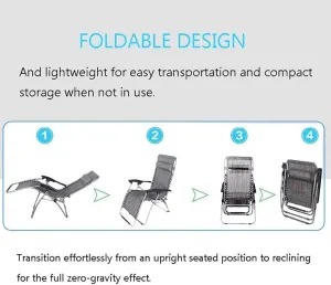 Set of 2 Patio Zero Gravity Chair for Heavy Duty PeopleOutdoor Lounge Chairs with Pillow Folding Recliner Deck Beach YardSupport 250kg Vision