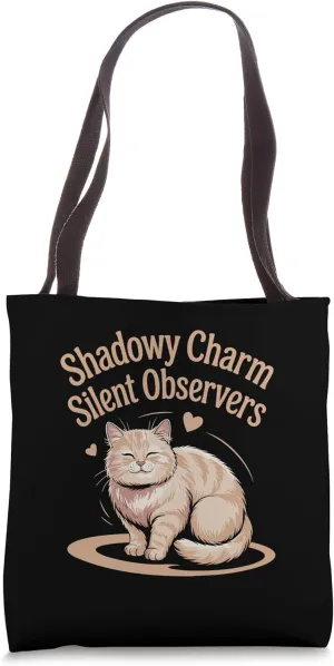 Shadowy Charm Silent Observers Cat Lover Feline Pet Meow Tote Bag