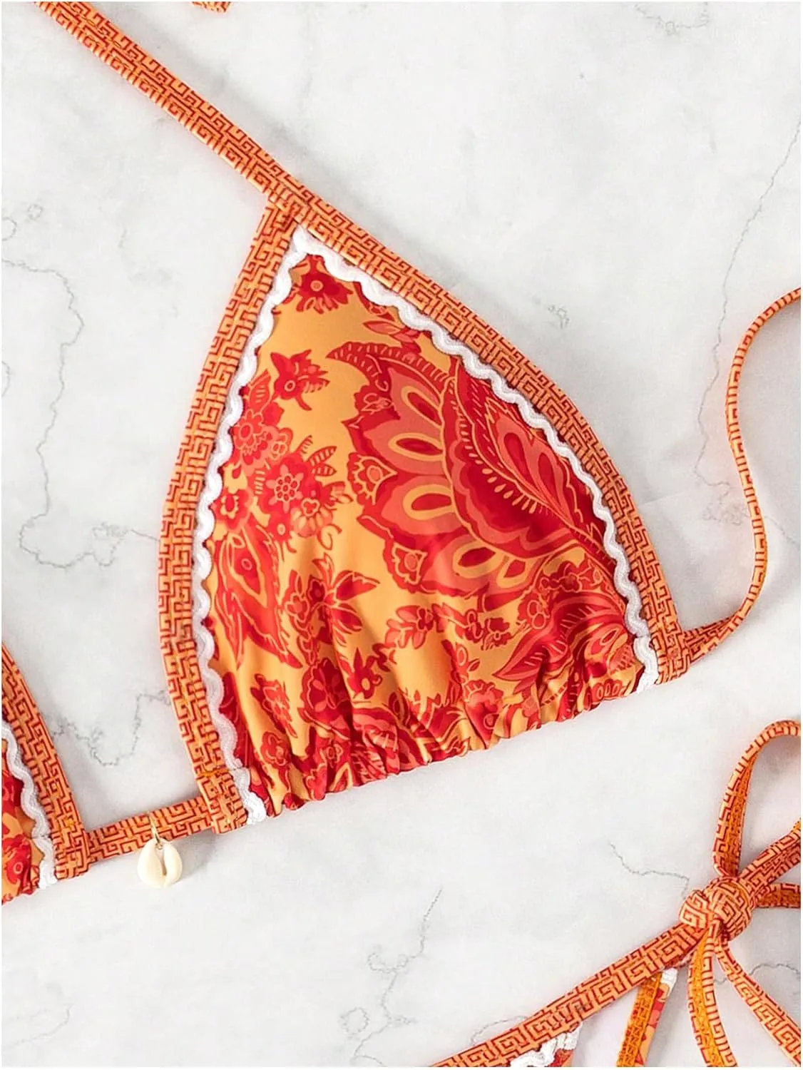 SHENHE Women's 2 Piece Halter Swimsuit Textured Tie Side Triangle Bikini Bathing Suit