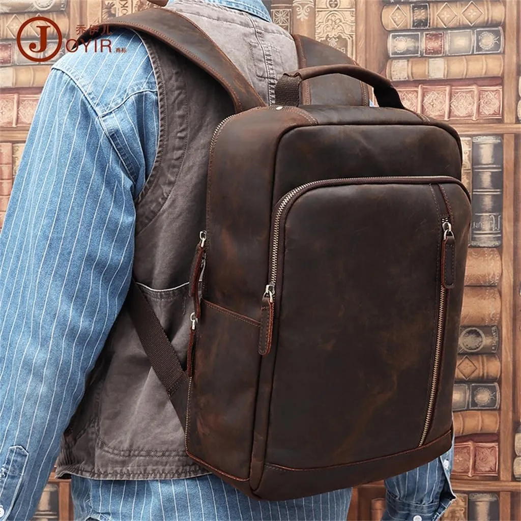Shoulder Bag Men's Vintage Computer Bag Crazy Horse Leather Large Capacity Travel Shoulder Bag Man
