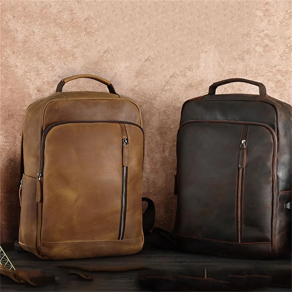 Shoulder Bag Men's Vintage Computer Bag Crazy Horse Leather Large Capacity Travel Shoulder Bag Man
