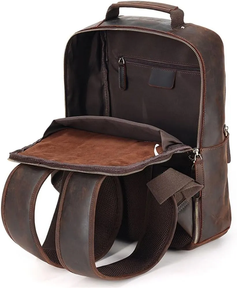 Shoulder Bag Men's Vintage Computer Bag Crazy Horse Leather Large Capacity Travel Shoulder Bag Man