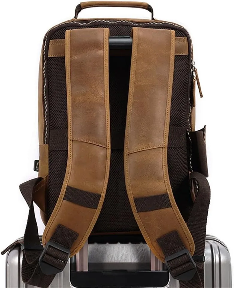 Shoulder Bag Men's Vintage Computer Bag Crazy Horse Leather Large Capacity Travel Shoulder Bag Man