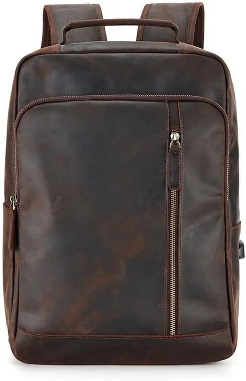 Shoulder Bag Men's Vintage Computer Bag Crazy Horse Leather Large Capacity Travel Shoulder Bag Man