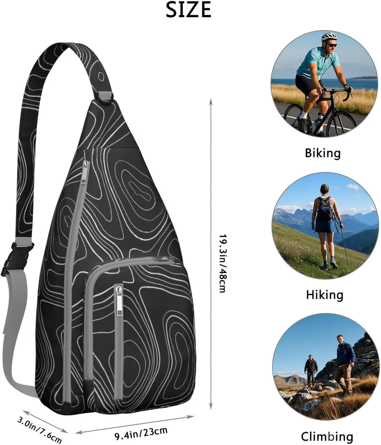 Shoulder Sling Crossbody Casual Chest Bag For Travel Sports Running,Backpack for Men & Women Lightweight Sports BagCrossbody Concealed Carry,Abstract Shoulder Bag Waterproof Chest Bag