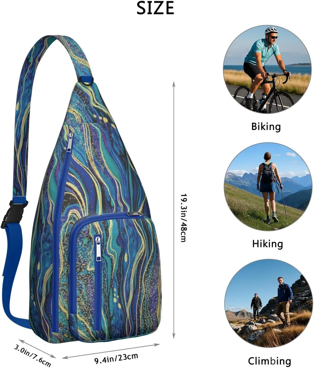 Shoulder Sling Crossbody Casual Chest Bag For Travel Sports Running,Backpack for Men & Women Lightweight Sports BagCrossbody Concealed Carry,Abstract Shoulder Bag Waterproof Chest Bag