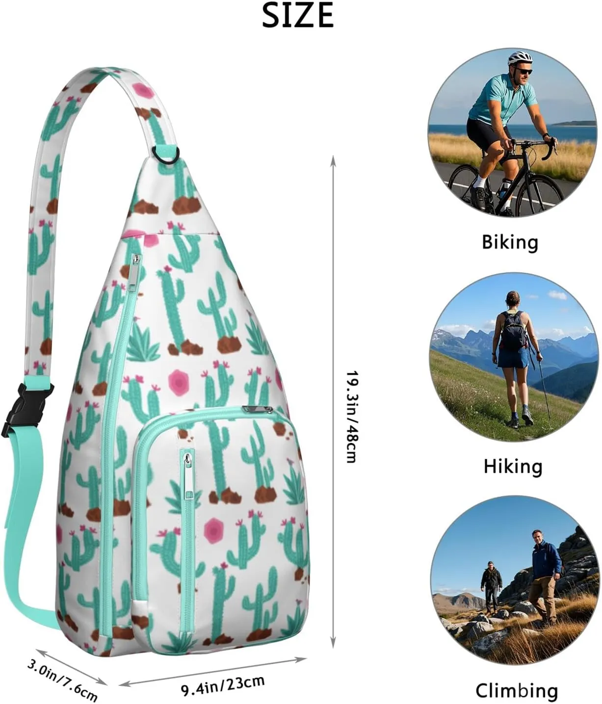 Shoulder Sling Crossbody Casual Chest Bag For Travel Sports Running,Backpack for Men & Women Lightweight Sports BagCrossbody Concealed Carry,Cactus Shoulder Bag Waterproof Chest Bag