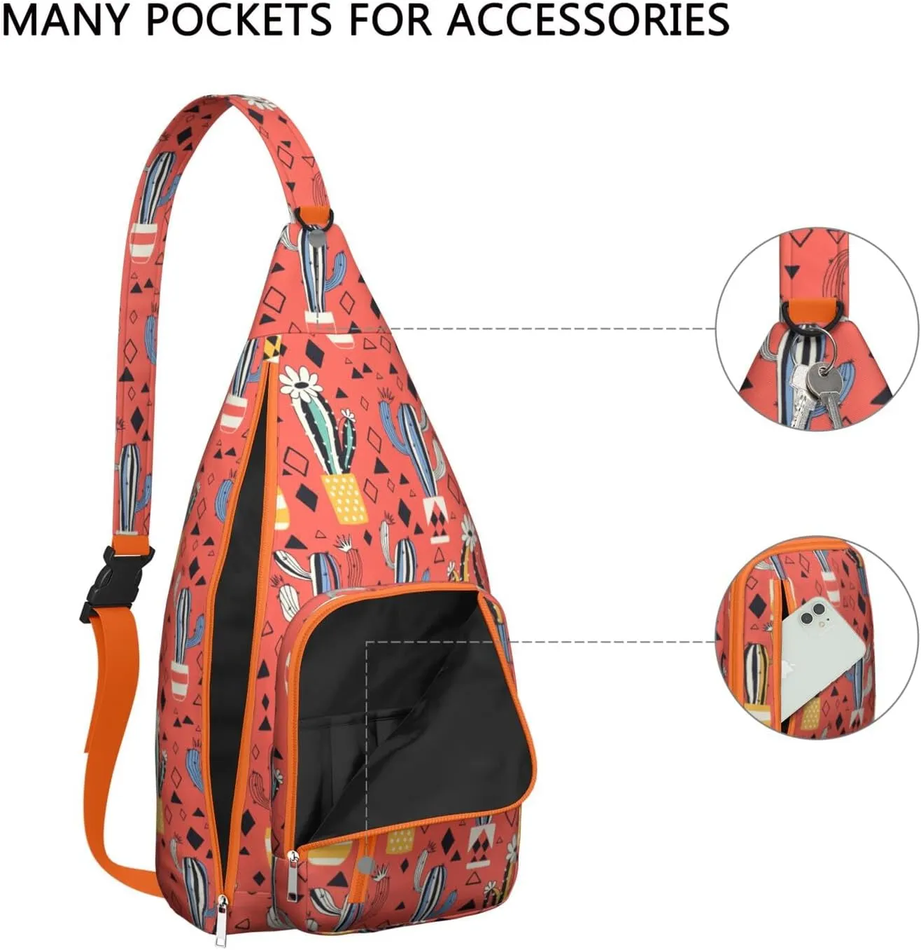 Shoulder Sling Crossbody Casual Chest Bag For Travel Sports Running,Backpack for Men & Women Lightweight Sports BagCrossbody Concealed Carry,Cactus Shoulder Bag Waterproof Chest Bag