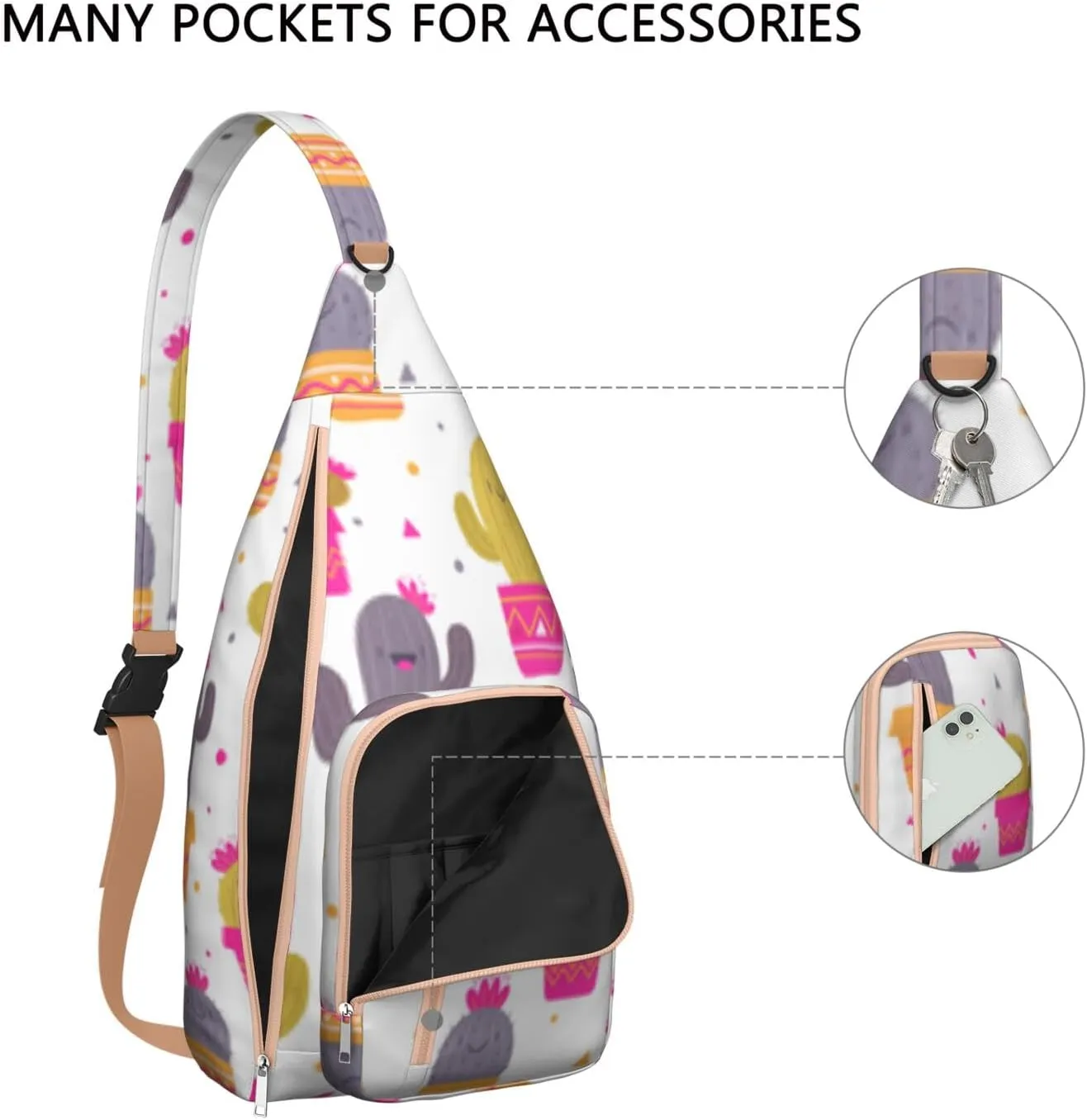 Shoulder Sling Crossbody Casual Chest Bag For Travel Sports Running,Backpack for Men & Women Lightweight Sports BagCrossbody Concealed Carry,Cactus Shoulder Bag Waterproof Chest Bag