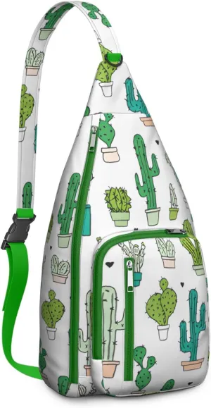 Shoulder Sling Crossbody Casual Chest Bag For Travel Sports Running,Backpack for Men & Women Lightweight Sports BagCrossbody Concealed Carry,Cactus Shoulder Bag Waterproof Chest Bag