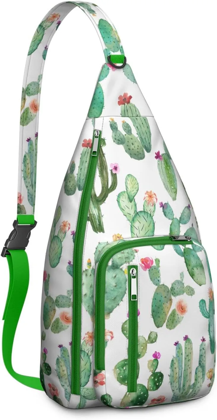 Shoulder Sling Crossbody Casual Chest Bag For Travel Sports Running,Backpack for Men & Women Lightweight Sports BagCrossbody Concealed Carry,Cactus Shoulder Bag Waterproof Chest Bag