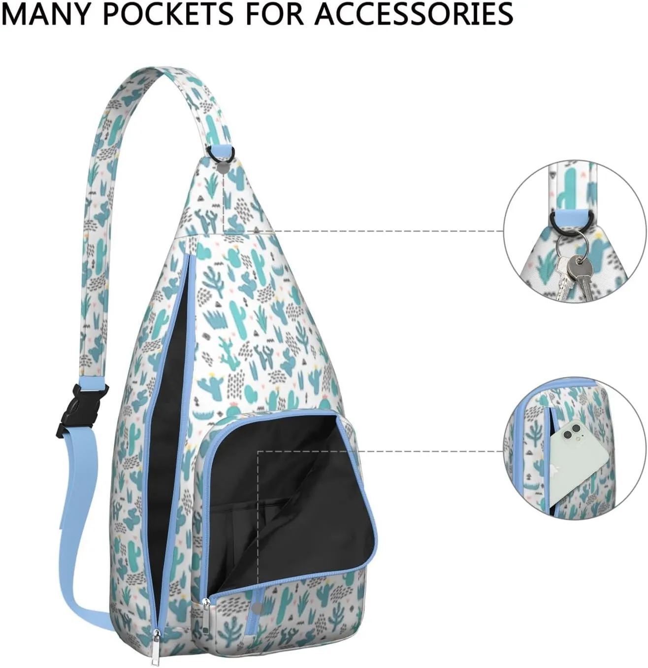 Shoulder Sling Crossbody Casual Chest Bag For Travel Sports Running,Backpack for Men & Women Lightweight Sports BagCrossbody Concealed Carry,Cactus Shoulder Bag Waterproof Chest Bag