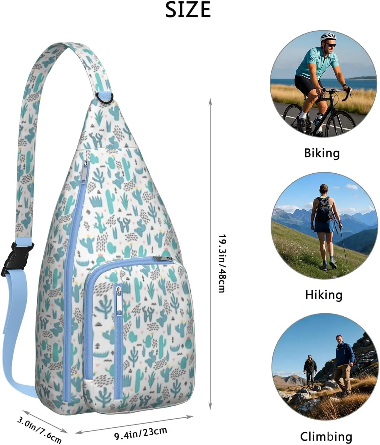 Shoulder Sling Crossbody Casual Chest Bag For Travel Sports Running,Backpack for Men & Women Lightweight Sports BagCrossbody Concealed Carry,Cactus Shoulder Bag Waterproof Chest Bag