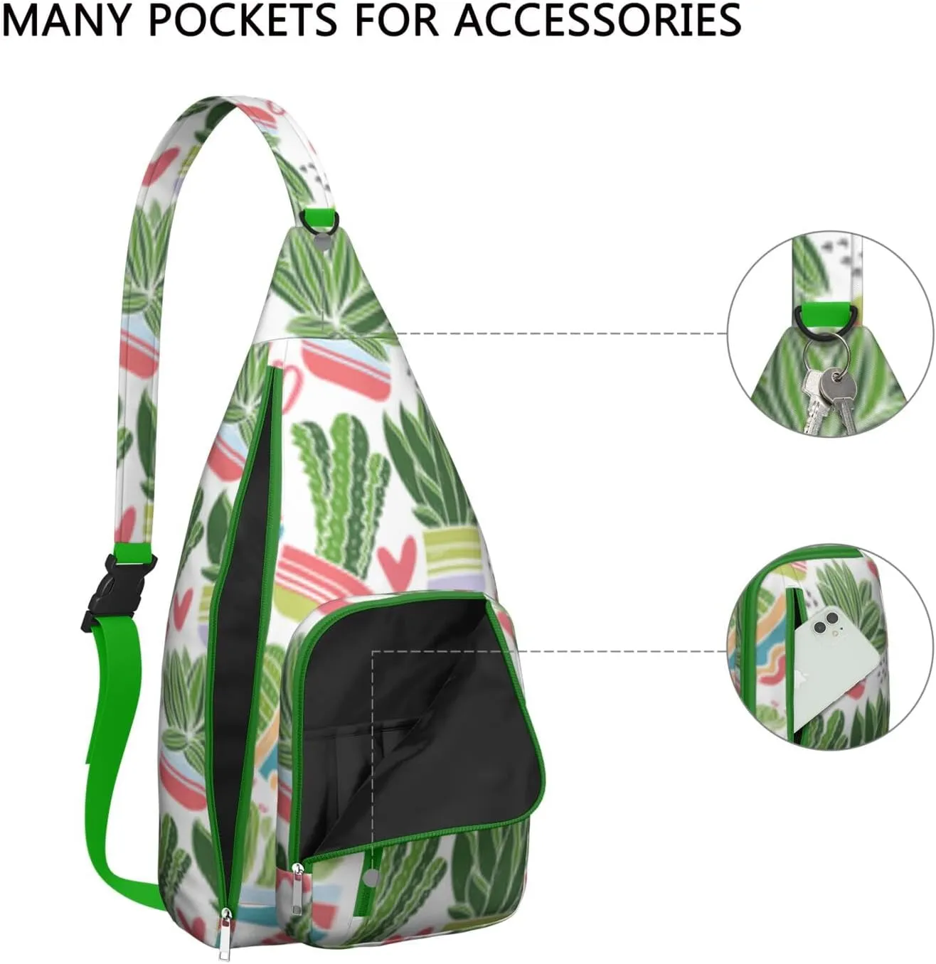 Shoulder Sling Crossbody Casual Chest Bag For Travel Sports Running,Backpack for Men & Women Lightweight Sports BagCrossbody Concealed Carry,Cactus Shoulder Bag Waterproof Chest Bag