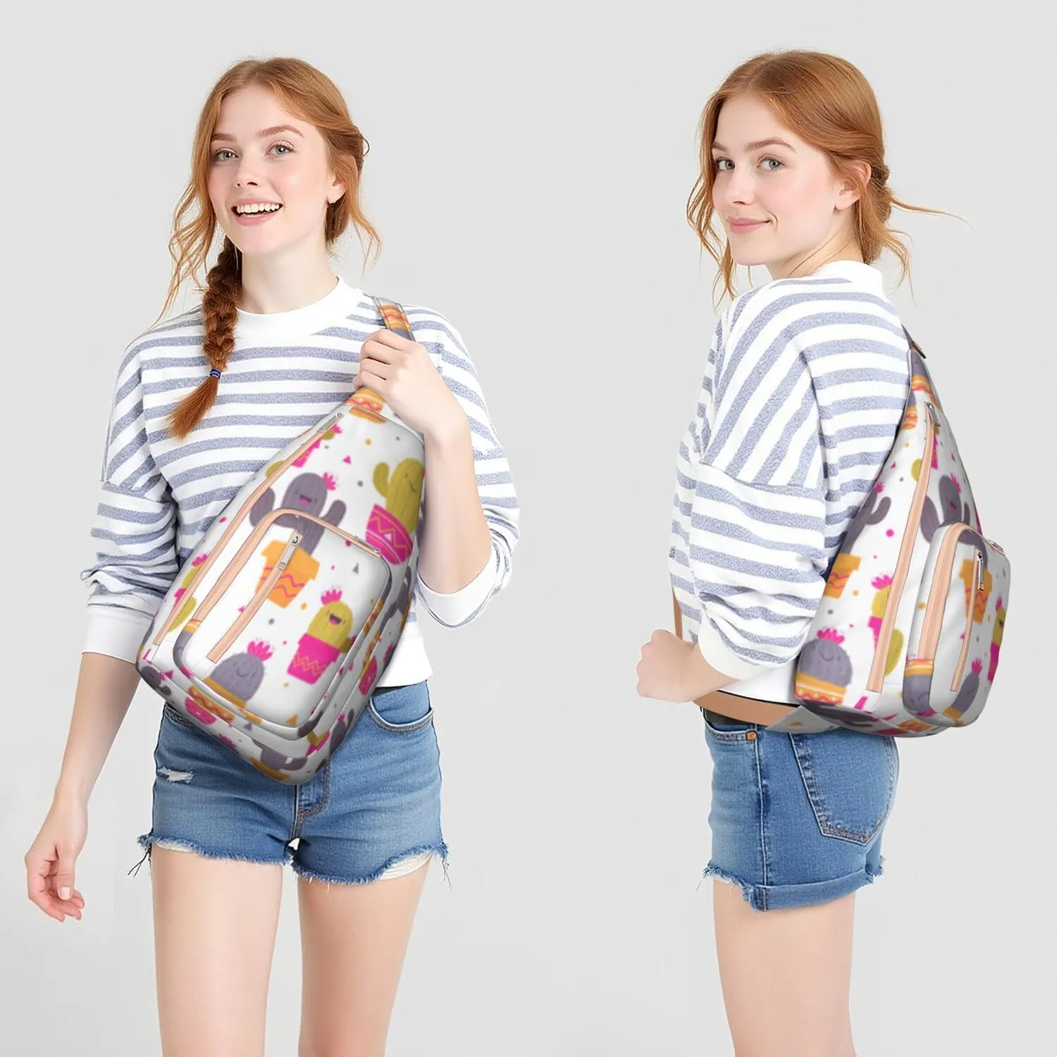 Shoulder Sling Crossbody Casual Chest Bag For Travel Sports Running,Backpack for Men & Women Lightweight Sports BagCrossbody Concealed Carry,Cactus Shoulder Bag Waterproof Chest Bag