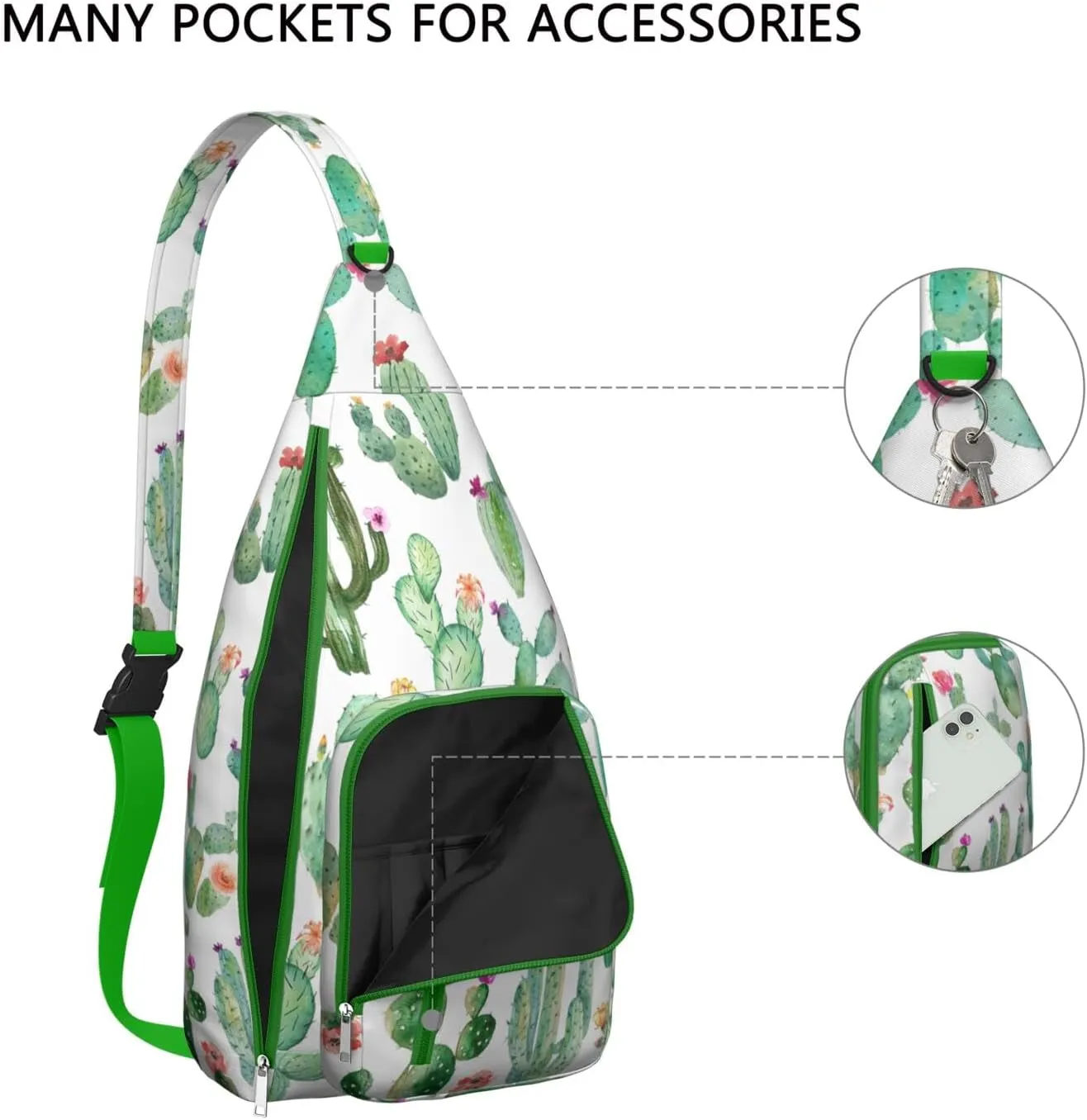 Shoulder Sling Crossbody Casual Chest Bag For Travel Sports Running,Backpack for Men & Women Lightweight Sports BagCrossbody Concealed Carry,Cactus Shoulder Bag Waterproof Chest Bag