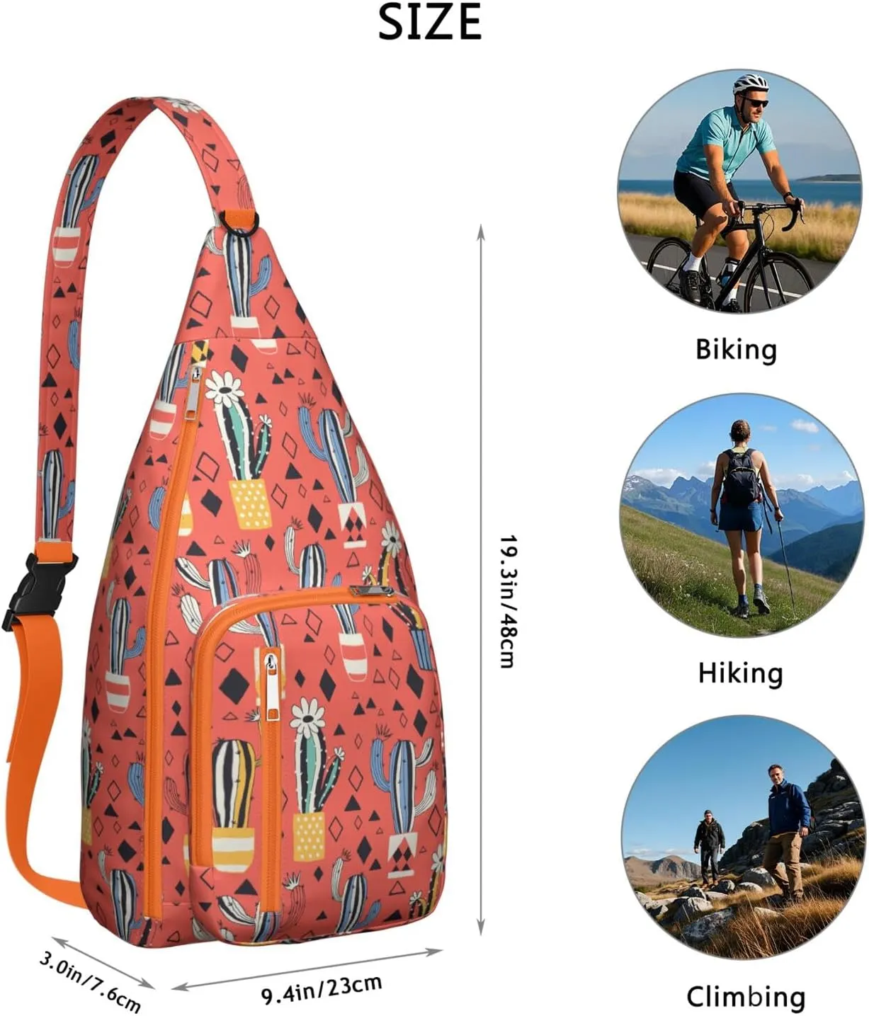 Shoulder Sling Crossbody Casual Chest Bag For Travel Sports Running,Backpack for Men & Women Lightweight Sports BagCrossbody Concealed Carry,Cactus Shoulder Bag Waterproof Chest Bag