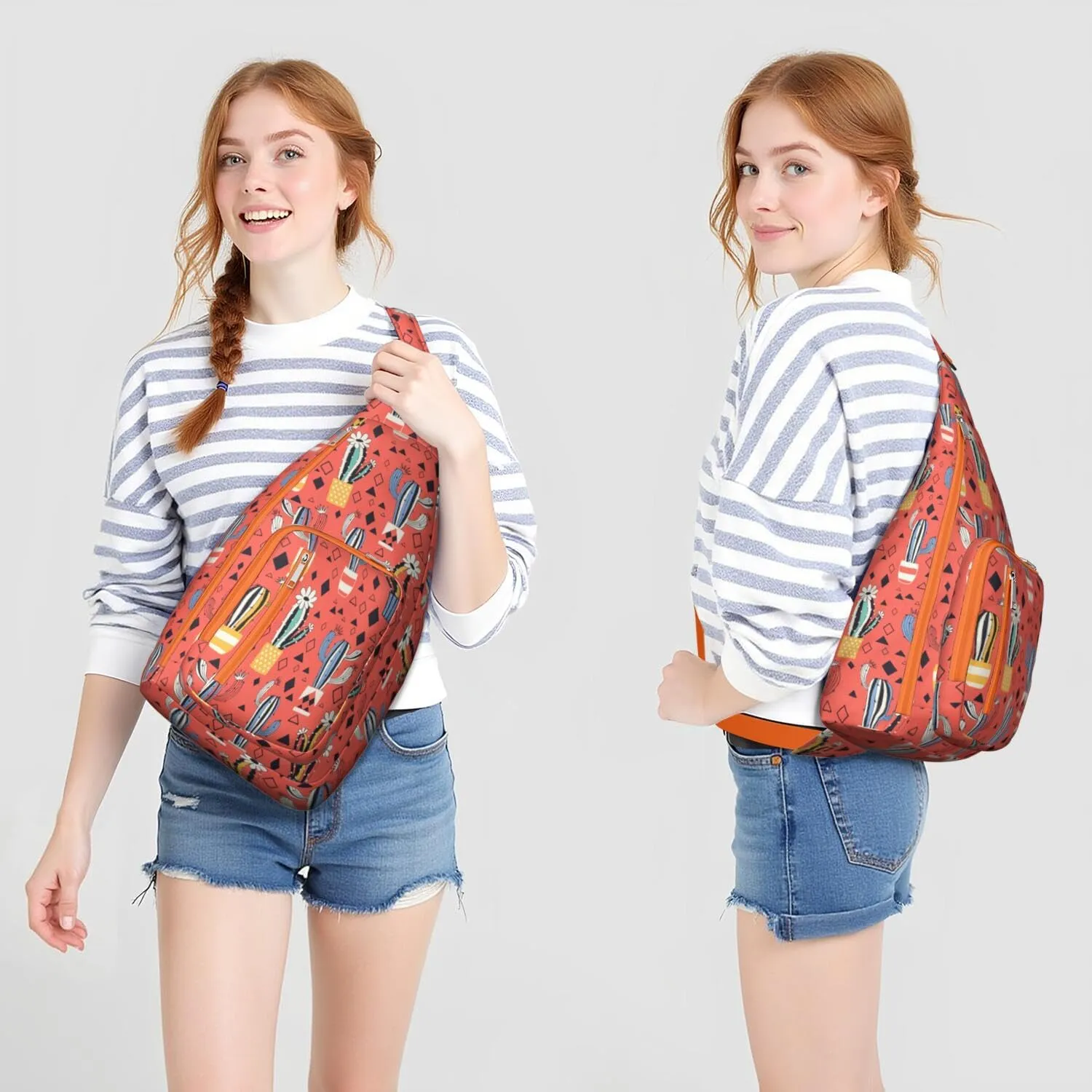 Shoulder Sling Crossbody Casual Chest Bag For Travel Sports Running,Backpack for Men & Women Lightweight Sports BagCrossbody Concealed Carry,Cactus Shoulder Bag Waterproof Chest Bag