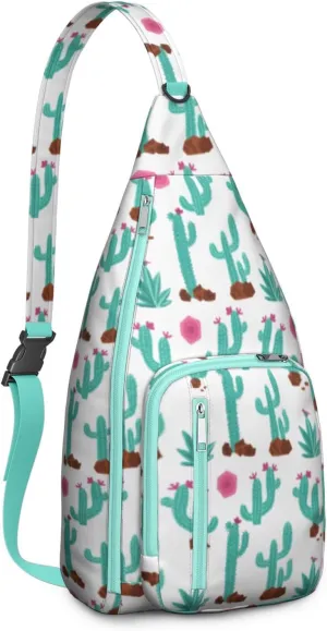 Shoulder Sling Crossbody Casual Chest Bag For Travel Sports Running,Backpack for Men & Women Lightweight Sports BagCrossbody Concealed Carry,Cactus Shoulder Bag Waterproof Chest Bag