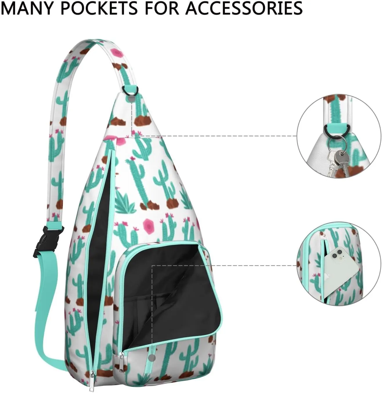 Shoulder Sling Crossbody Casual Chest Bag For Travel Sports Running,Backpack for Men & Women Lightweight Sports BagCrossbody Concealed Carry,Cactus Shoulder Bag Waterproof Chest Bag