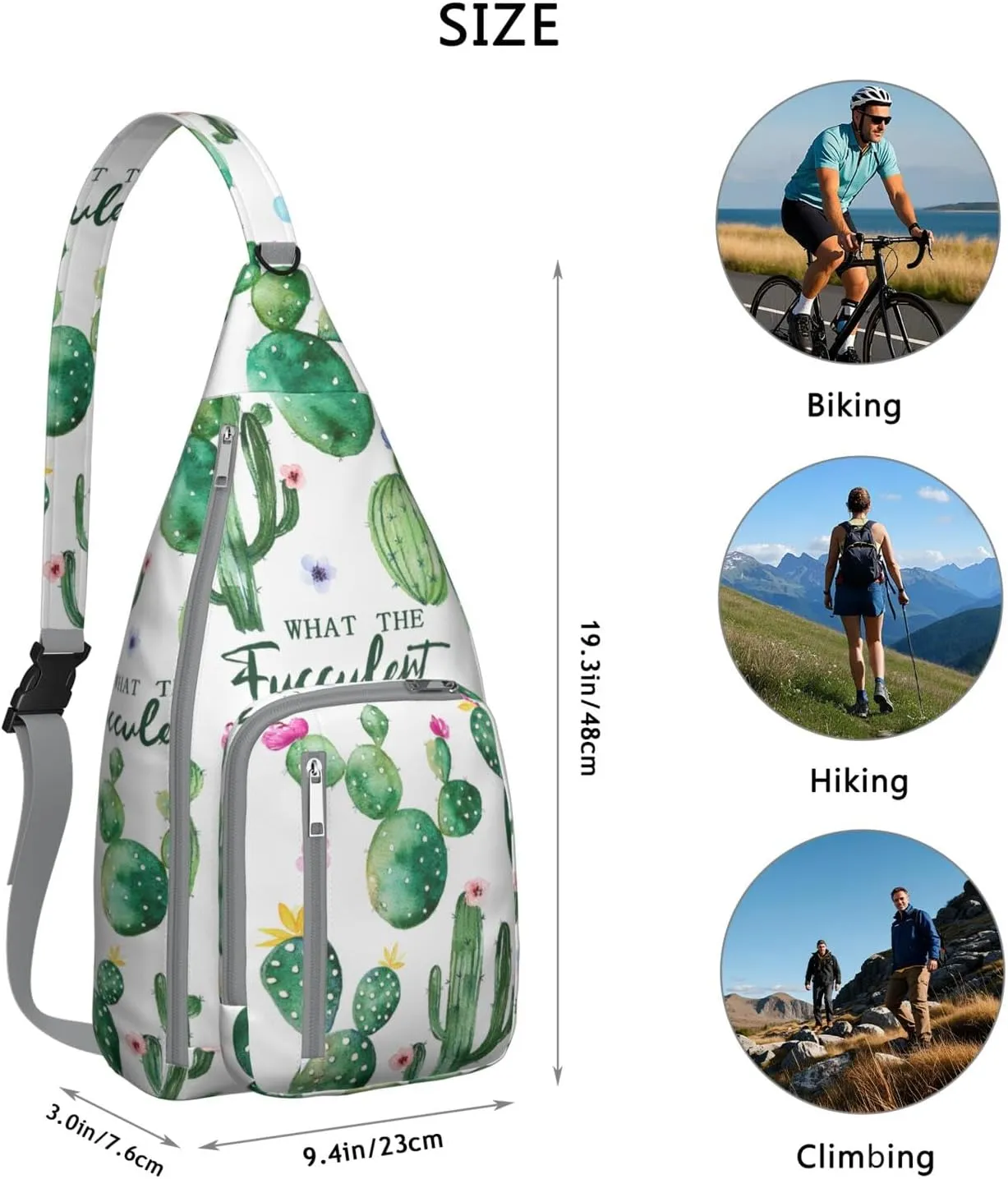 Shoulder Sling Crossbody Casual Chest Bag For Travel Sports Running,Backpack for Men & Women Lightweight Sports BagCrossbody Concealed Carry,Cactus Shoulder Bag Waterproof Chest Bag
