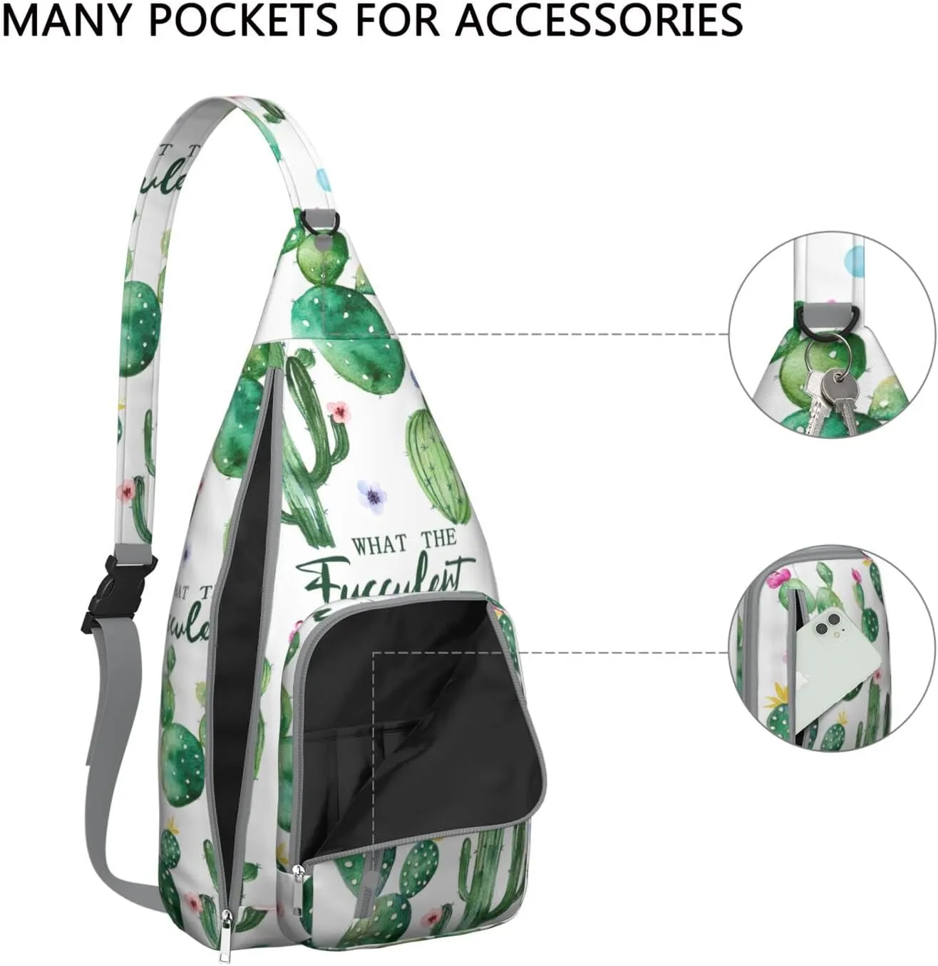 Shoulder Sling Crossbody Casual Chest Bag For Travel Sports Running,Backpack for Men & Women Lightweight Sports BagCrossbody Concealed Carry,Cactus Shoulder Bag Waterproof Chest Bag