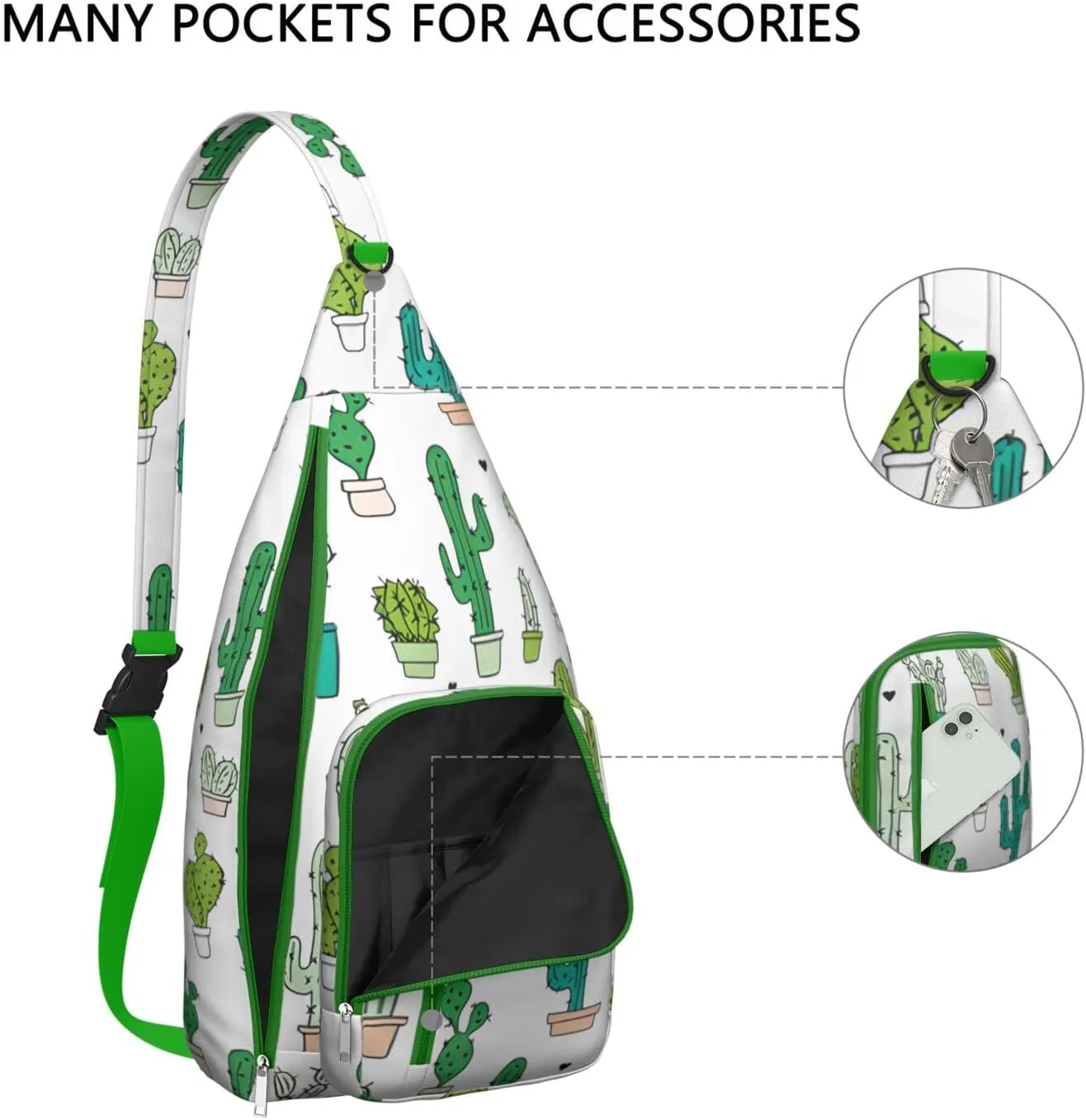 Shoulder Sling Crossbody Casual Chest Bag For Travel Sports Running,Backpack for Men & Women Lightweight Sports BagCrossbody Concealed Carry,Cactus Shoulder Bag Waterproof Chest Bag
