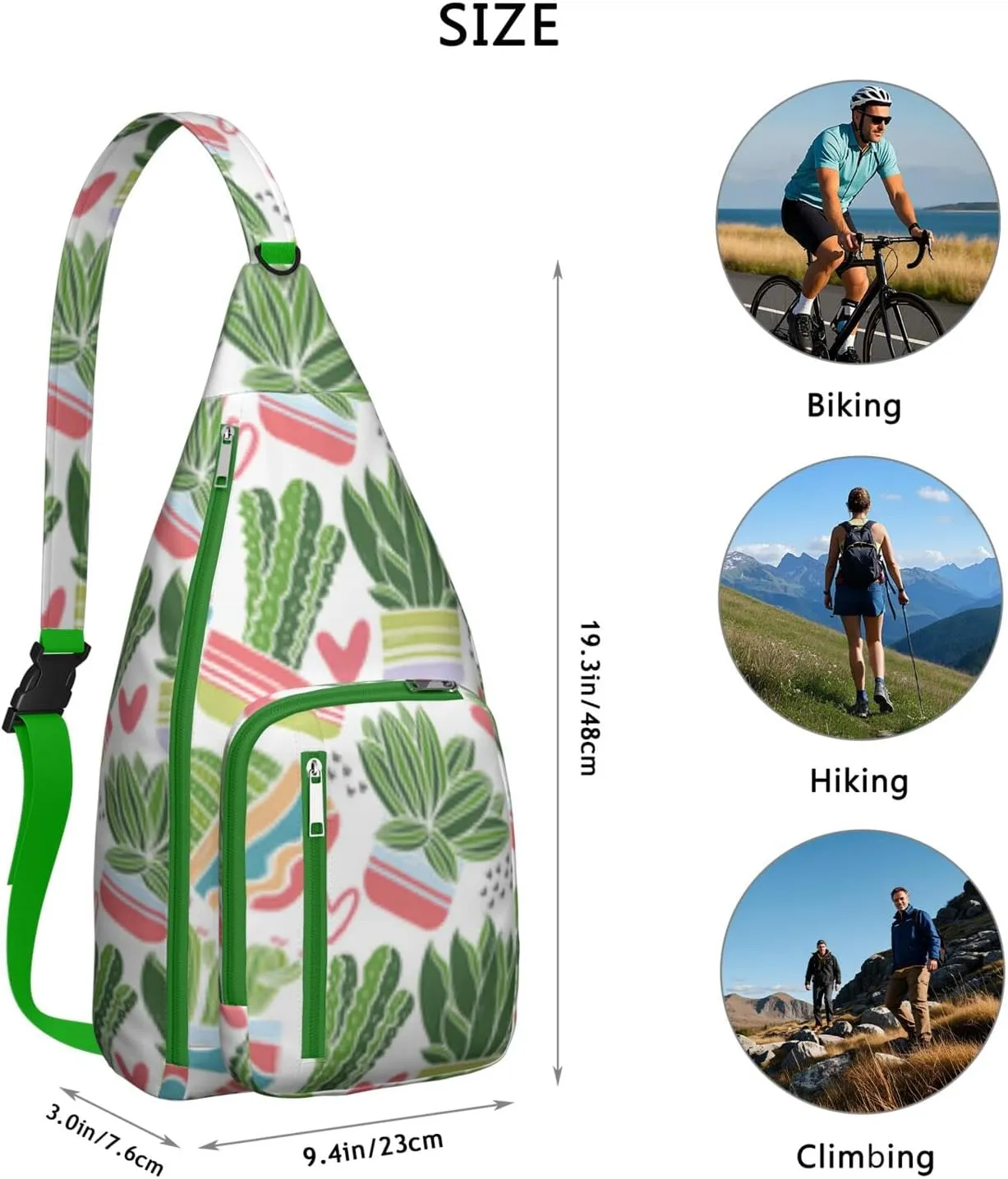 Shoulder Sling Crossbody Casual Chest Bag For Travel Sports Running,Backpack for Men & Women Lightweight Sports BagCrossbody Concealed Carry,Cactus Shoulder Bag Waterproof Chest Bag