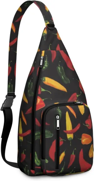 Shoulder Sling Crossbody Casual Chest Bag For Travel Sports Running,Backpack for Men & Women Lightweight Sports BagCrossbody Concealed Carry,Chili Shoulder Bag Waterproof Chest Bag