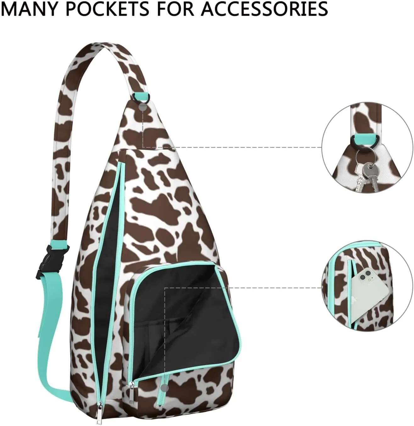 Shoulder Sling Crossbody Casual Chest Bag For Travel Sports Running,Backpack for Men & Women Lightweight Sports BagCrossbody Concealed Carry,Cow Shoulder Bag Waterproof Chest Bag