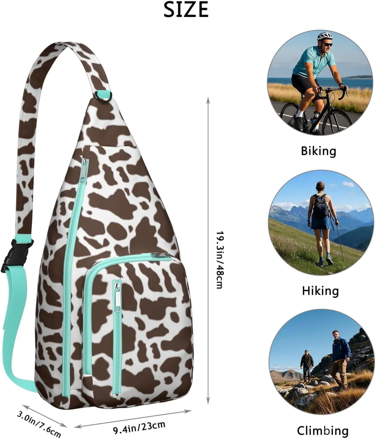 Shoulder Sling Crossbody Casual Chest Bag For Travel Sports Running,Backpack for Men & Women Lightweight Sports BagCrossbody Concealed Carry,Cow Shoulder Bag Waterproof Chest Bag
