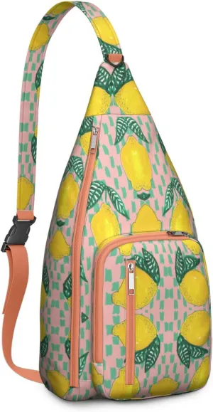 Shoulder Sling Crossbody Casual Chest Bag For Travel Sports Running,Backpack for Men & Women Lightweight Sports BagCrossbody Concealed Carry,Lemon Shoulder Bag Waterproof Chest Bag