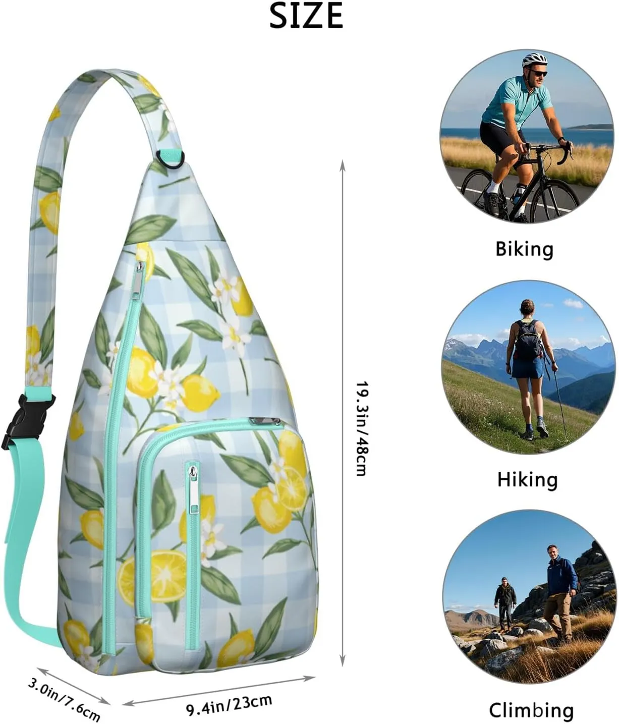 Shoulder Sling Crossbody Casual Chest Bag For Travel Sports Running,Backpack for Men & Women Lightweight Sports BagCrossbody Concealed Carry,Lemon Shoulder Bag Waterproof Chest Bag
