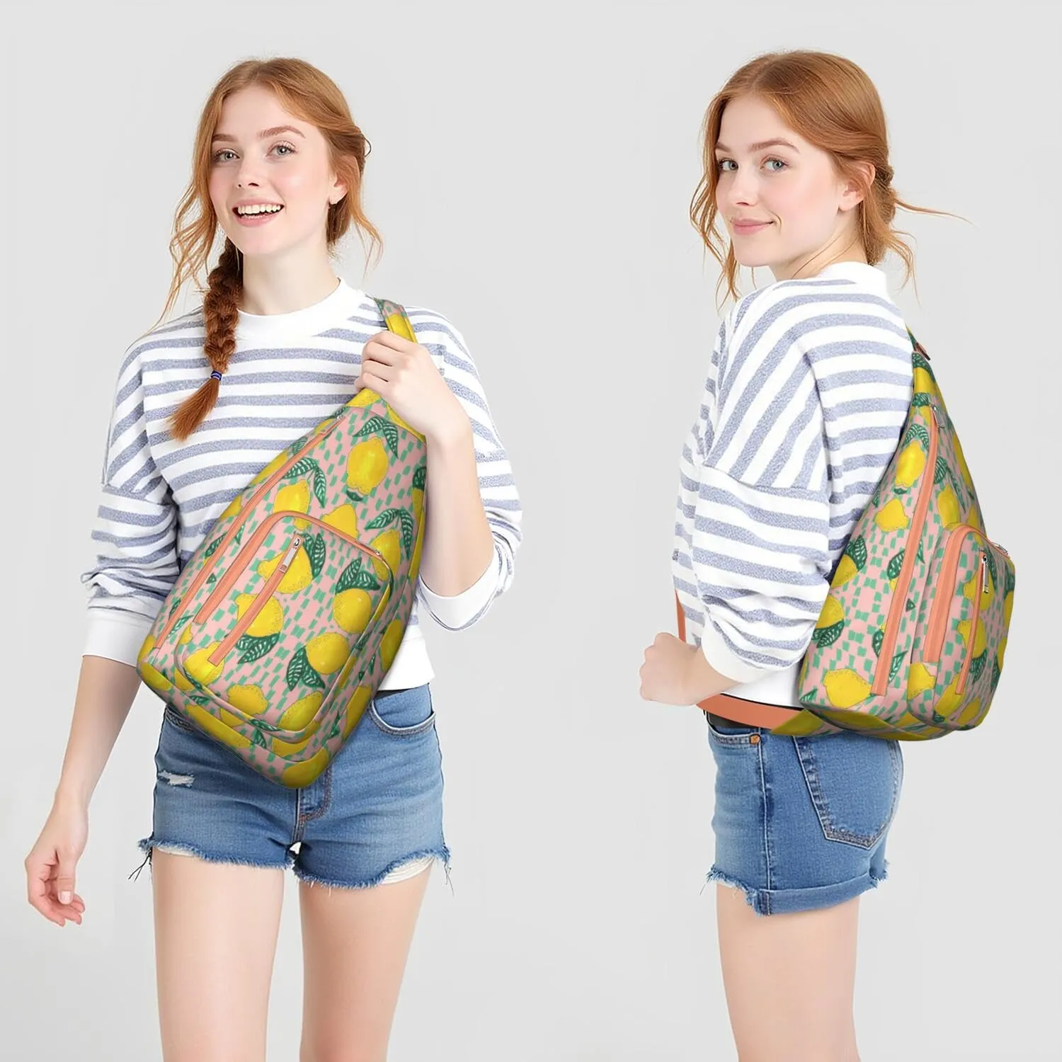Shoulder Sling Crossbody Casual Chest Bag For Travel Sports Running,Backpack for Men & Women Lightweight Sports BagCrossbody Concealed Carry,Lemon Shoulder Bag Waterproof Chest Bag