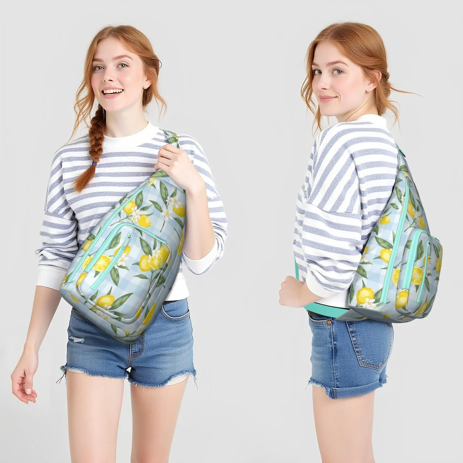 Shoulder Sling Crossbody Casual Chest Bag For Travel Sports Running,Backpack for Men & Women Lightweight Sports BagCrossbody Concealed Carry,Lemon Shoulder Bag Waterproof Chest Bag
