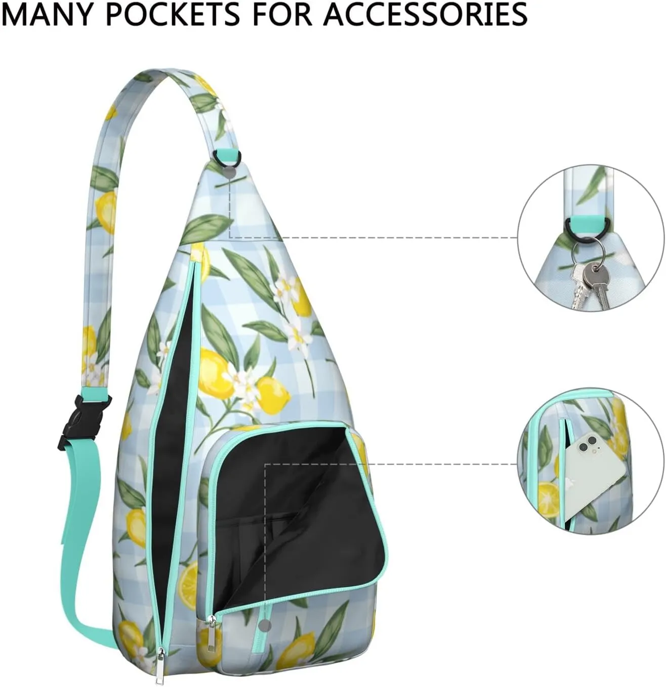 Shoulder Sling Crossbody Casual Chest Bag For Travel Sports Running,Backpack for Men & Women Lightweight Sports BagCrossbody Concealed Carry,Lemon Shoulder Bag Waterproof Chest Bag