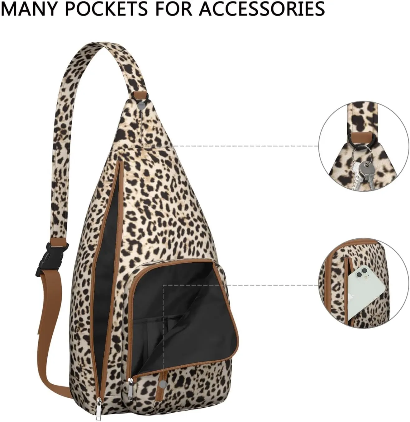 Shoulder Sling Crossbody Casual Chest Bag For Travel Sports Running,Backpack for Men & Women Lightweight Sports BagCrossbody Concealed Carry,Leopard Shoulder Bag Waterproof Chest Bag