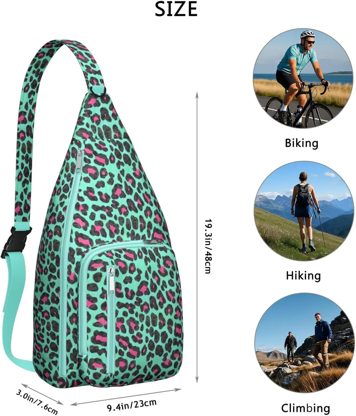Shoulder Sling Crossbody Casual Chest Bag For Travel Sports Running,Backpack for Men & Women Lightweight Sports BagCrossbody Concealed Carry,Leopard Shoulder Bag Waterproof Chest Bag