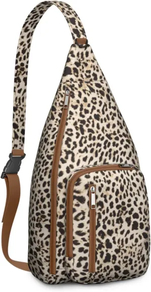 Shoulder Sling Crossbody Casual Chest Bag For Travel Sports Running,Backpack for Men & Women Lightweight Sports BagCrossbody Concealed Carry,Leopard Shoulder Bag Waterproof Chest Bag