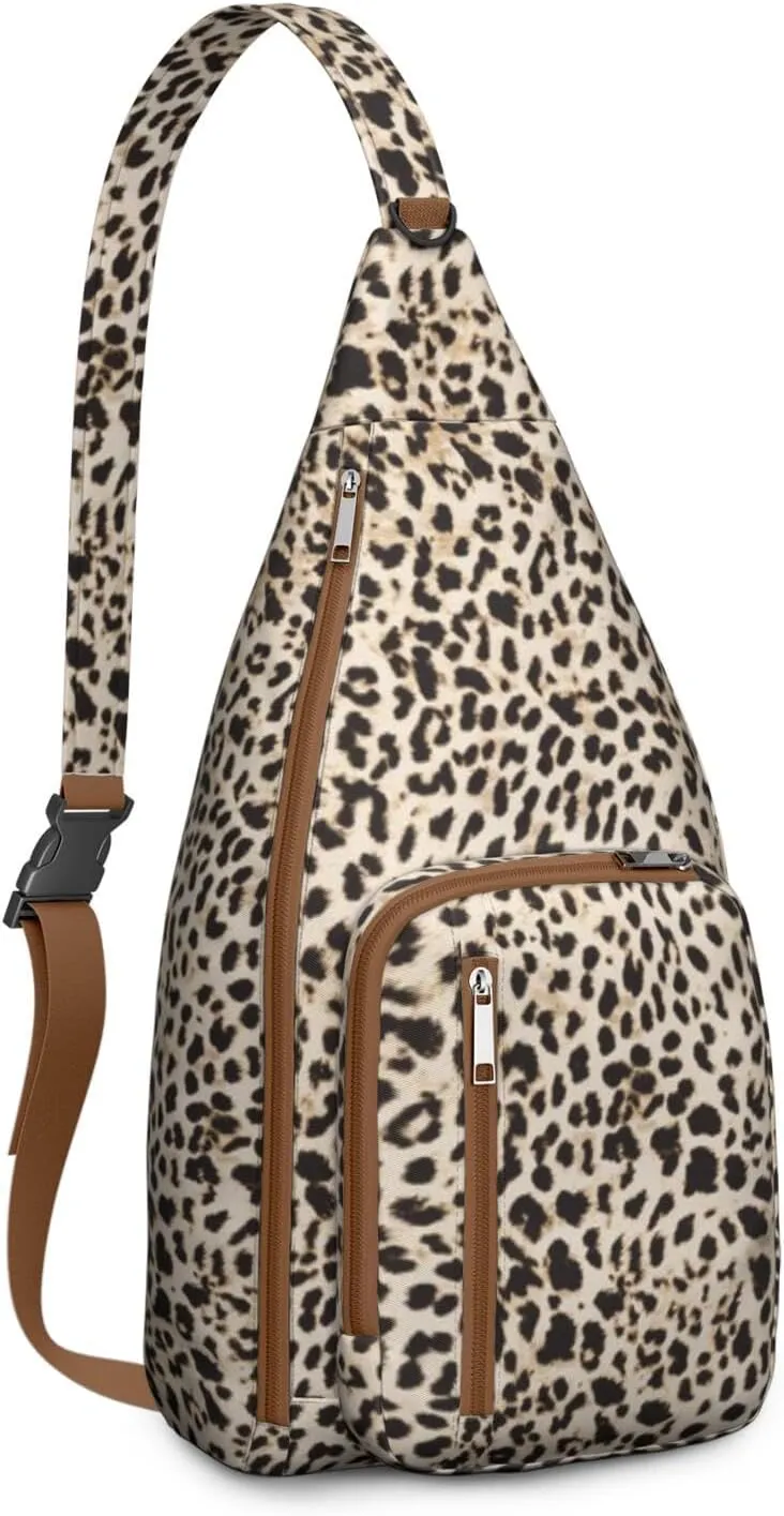 Shoulder Sling Crossbody Casual Chest Bag For Travel Sports Running,Backpack for Men & Women Lightweight Sports BagCrossbody Concealed Carry,Leopard Shoulder Bag Waterproof Chest Bag