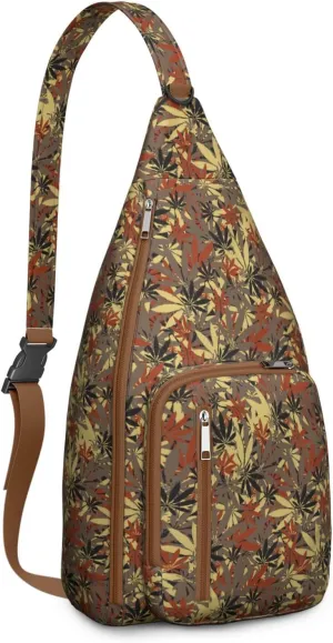 Shoulder Sling Crossbody Casual Chest Bag For Travel Sports Running,Backpack for Men & Women Lightweight Sports BagCrossbody Concealed Carry,Marijuana Leaf Shoulder Bag Waterproof Chest Bag