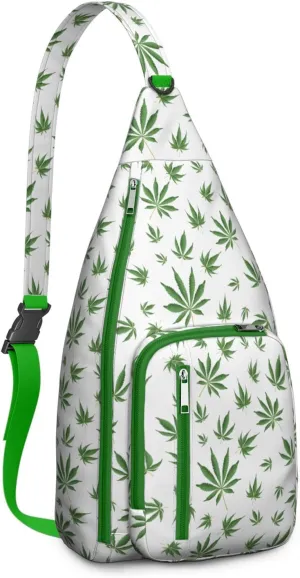Shoulder Sling Crossbody Casual Chest Bag For Travel Sports Running,Backpack for Men & Women Lightweight Sports BagCrossbody Concealed Carry,Marijuana Leaf Shoulder Bag Waterproof Chest Bag