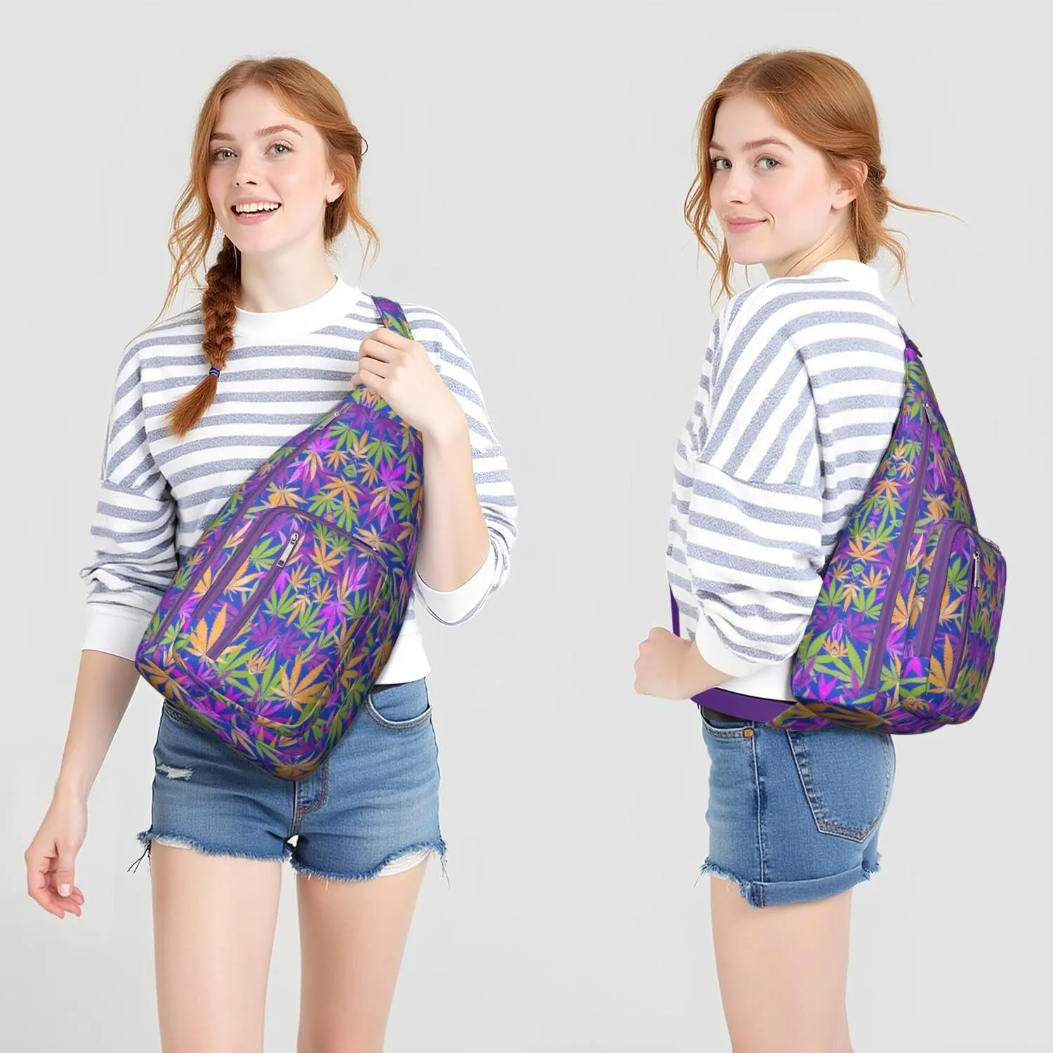 Shoulder Sling Crossbody Casual Chest Bag For Travel Sports Running,Backpack for Men & Women Lightweight Sports BagCrossbody Concealed Carry,Marijuana Leaf Shoulder Bag Waterproof Chest Bag