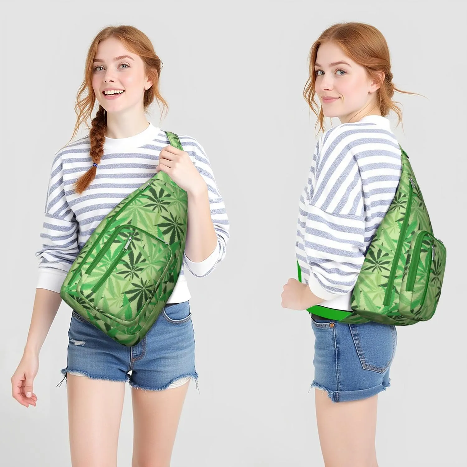 Shoulder Sling Crossbody Casual Chest Bag For Travel Sports Running,Backpack for Men & Women Lightweight Sports BagCrossbody Concealed Carry,Marijuana Leaf Shoulder Bag Waterproof Chest Bag
