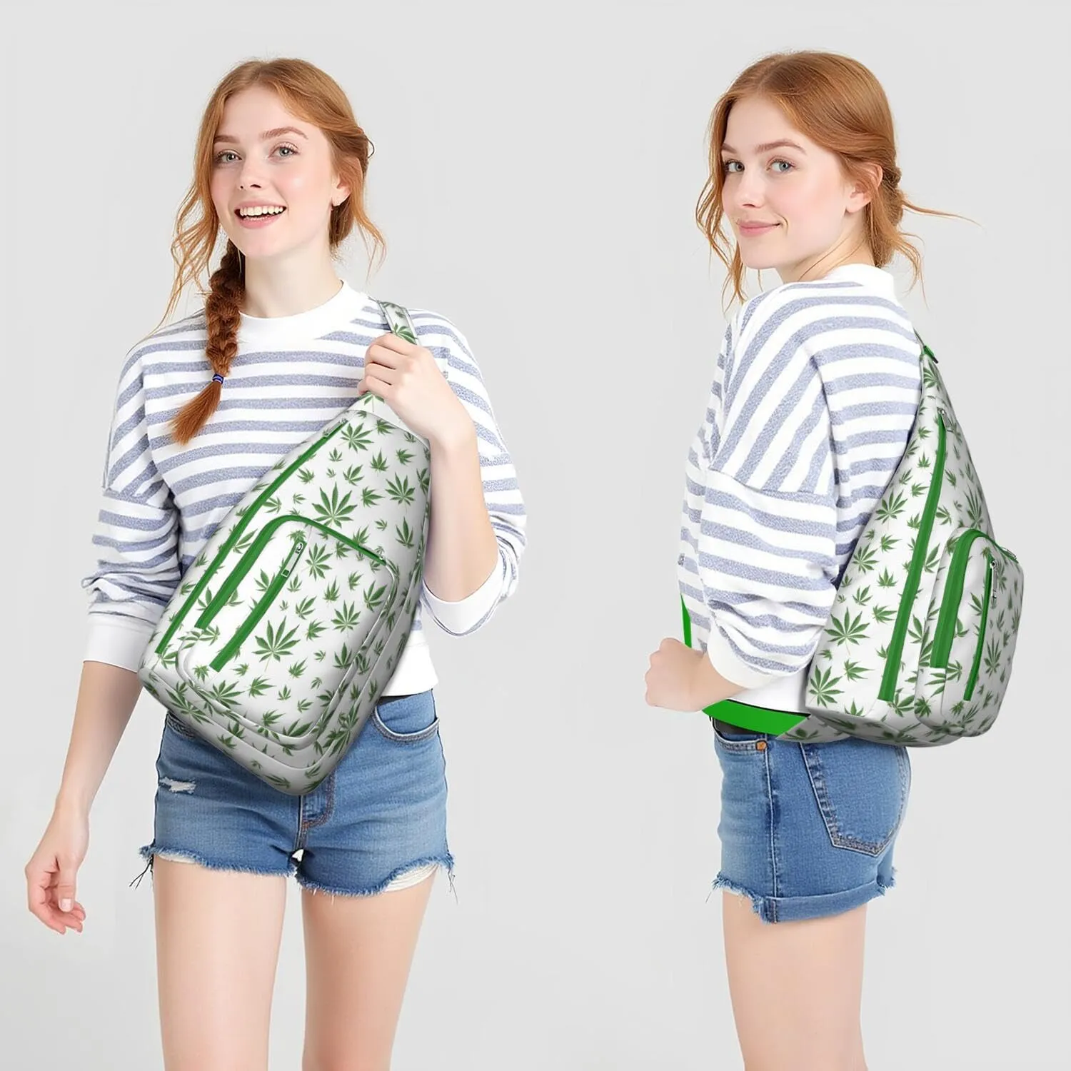 Shoulder Sling Crossbody Casual Chest Bag For Travel Sports Running,Backpack for Men & Women Lightweight Sports BagCrossbody Concealed Carry,Marijuana Leaf Shoulder Bag Waterproof Chest Bag
