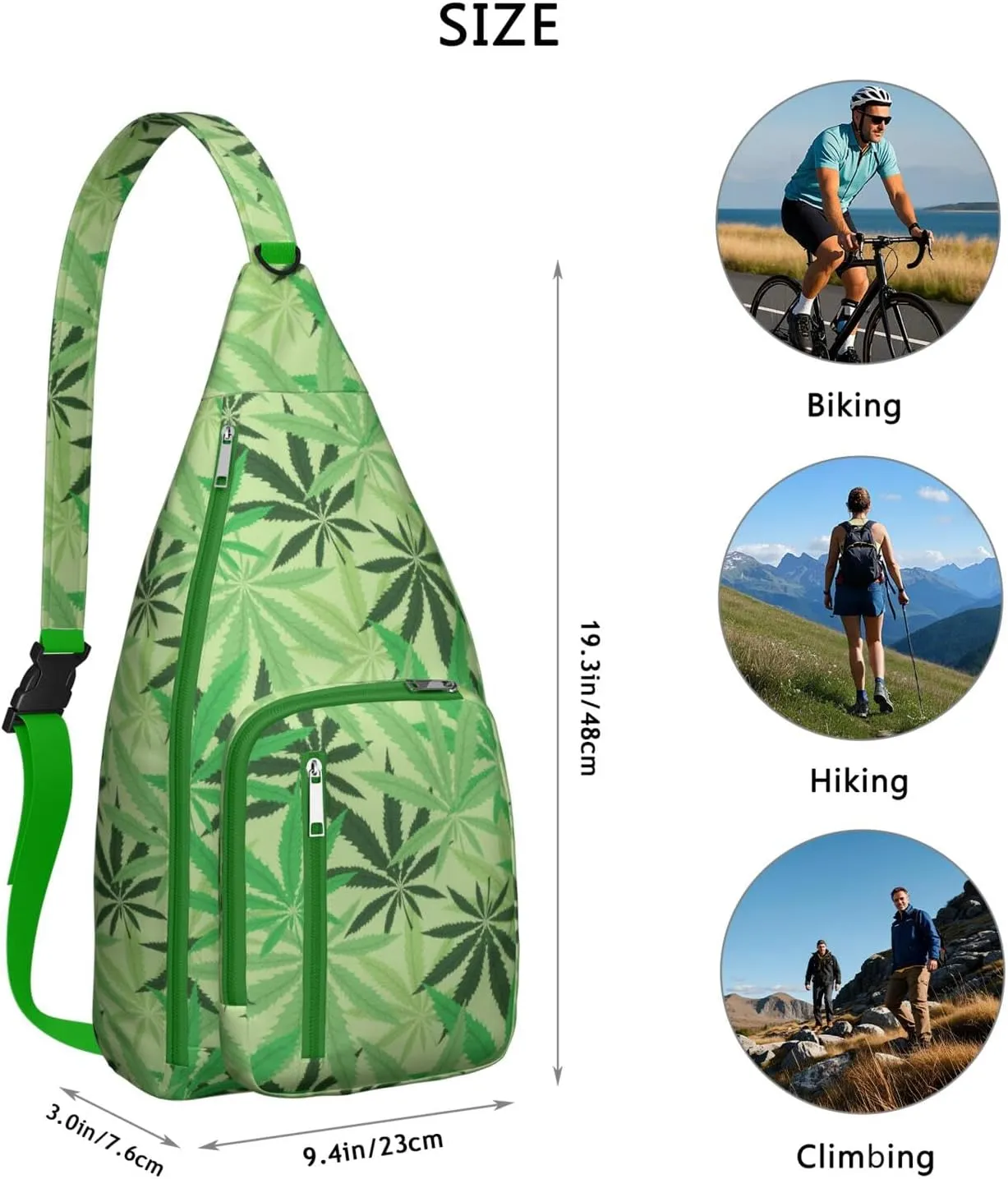 Shoulder Sling Crossbody Casual Chest Bag For Travel Sports Running,Backpack for Men & Women Lightweight Sports BagCrossbody Concealed Carry,Marijuana Leaf Shoulder Bag Waterproof Chest Bag