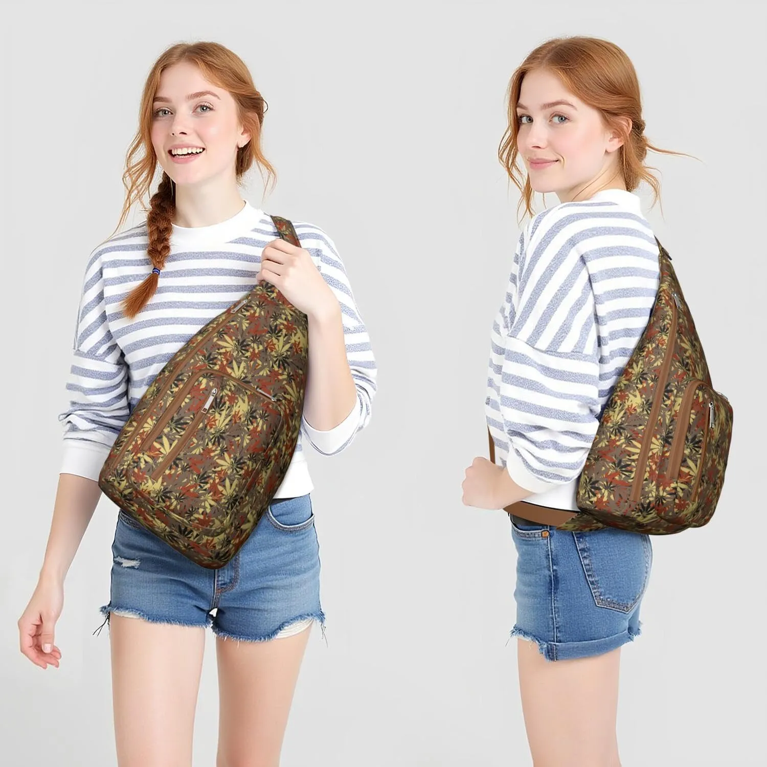 Shoulder Sling Crossbody Casual Chest Bag For Travel Sports Running,Backpack for Men & Women Lightweight Sports BagCrossbody Concealed Carry,Marijuana Leaf Shoulder Bag Waterproof Chest Bag